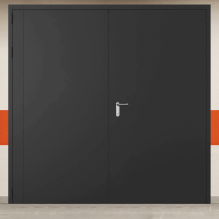 Ворота металлические двустворчатые черные с блестящей ручкой без доводчика