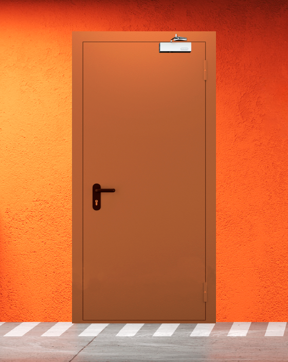 Противопожарная однопольная коричневая дверь EI 60 (2-го типа)