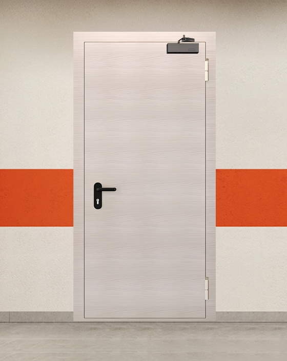 Противопожарная однопольная МДФ бежевая дверь EIS 90