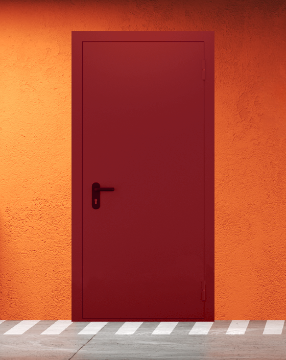 Противопожарная однопольная красная дверь EIW 45 без доводчика